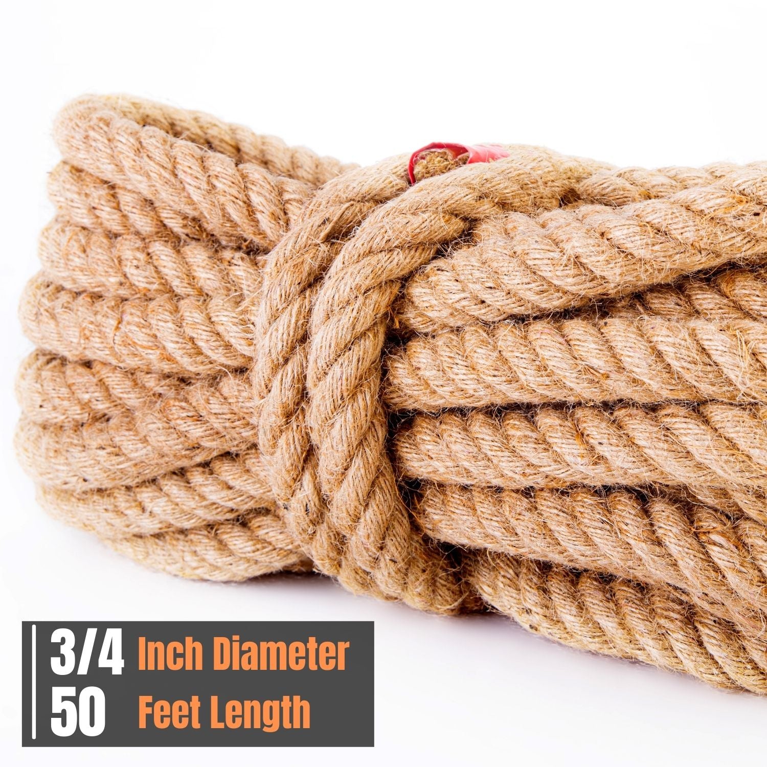 Twisted Cotton Rope 3/4 in x 100 ft Natural Rope Thick Triple-Strand Rope  for 